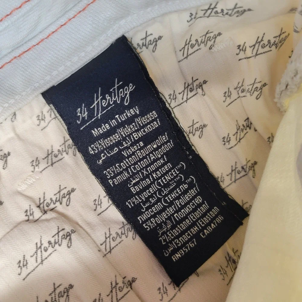 34 Heritage Charisma Pants Mens 35x30 Cream Classic Comfort Rise Luxury Stretch